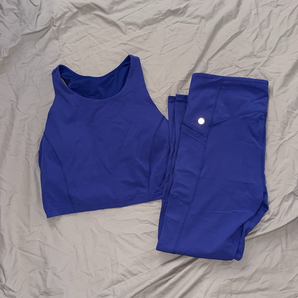 Zella Studio Luxe Support Tank and High Waist Pocket Leggings size L